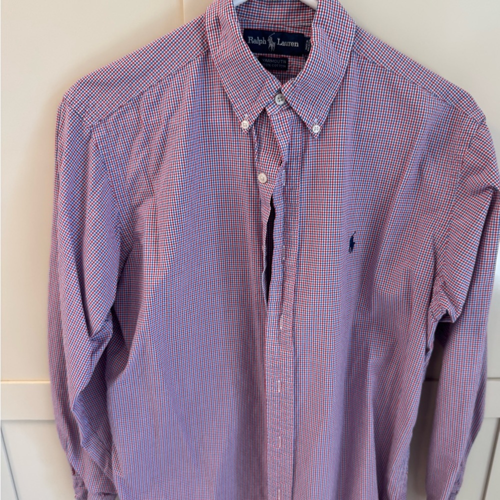 Ralph Lauren Red and Blue Gingham Casual Shirt - Picture 2 of 4